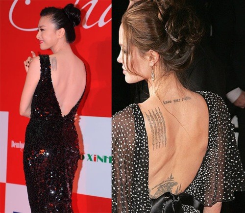 "Đả nữ điện ảnh Việt" Ngô Thanh Vân sở hữu hình xăm rất giống với hình xăm của nữ minh tinh điện ảnh nổi tiếng Hollywood - Angelina Jolie